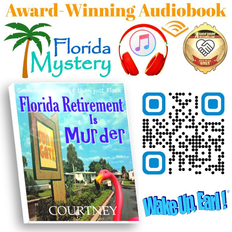 Award Winning AUDIOBOOK Audible Cozy Florida Snowbird Sleuth Comedy FLORIDA RETIREMENT IS MURDER" , Award-Winning Funny Mystery Audiobook of Hilarious Antics from Grey Haired Amateur Sleuth Detectives & Crazy Mischievous Snowbirds. Checkout this FIVE STAR Audiobook and the Debut Narrator in the genre of Cozy Comedy Murder Mysteries on Audible‼️ Embark on a whimsical journey with our Snowbird Sleuth Adventure! 🕵️♂️✨ This engaging mystery combines problem-solving, critical thinking, and humor, making it perfect for all amateur detectives. As you unravel the clues, enhance your observational skills and teamwork while enjoying some laughs along the way. Did you know that puzzles stimulate cognitive function and improve memory? 🧠 "If the 'Murder She Wrote' Series is your Cup of Tea" or, "America's most beloved wiseass Dave Barry style humor and parody" and, "You like Cozy Mysteries set in Florida" then, "Whether in Lakeland, Miami or Ft Lauderdale, these Mischievous Snowbirds will have you laughing out-loud with whodunit sleuth escapades inside a Florida Gated Trailer Park!" Dive into the snarky world of Florida Retirement Is Murder, where humor meets mystery in a cozy setting! 🌴📚 This award-winning novel, penned by Florida resident Kris Courtney, is perfect for fans of Carl Hiaasen's satirical storytelling and Steve Higgs' unique charm. As retirees navigate unexpected twists and turns, you'll experience the vibrancy and eccentricities of Florida life, all while chuckling at the absurdity of it all. 🕵️♂️✨ Whether you're a local or just love a good laugh, this book promises to keep you entertained. Status of Film and TV rights Update 📚✨ 🎬 Creative Artists Agency (CAA) expresses interest, potential opportunities for adaptation. "Reaching out from Creative Artists Agency to inquire about the status of the film/tv rights to your book, FLORIDA RETIREMENT IS MURDER. Are they available?" Award-Winning Bestselling Cozy Florida Snowbird Comedy is anxiously awaiting for the conversation to continue from the Query of Rights from CAA ‼️